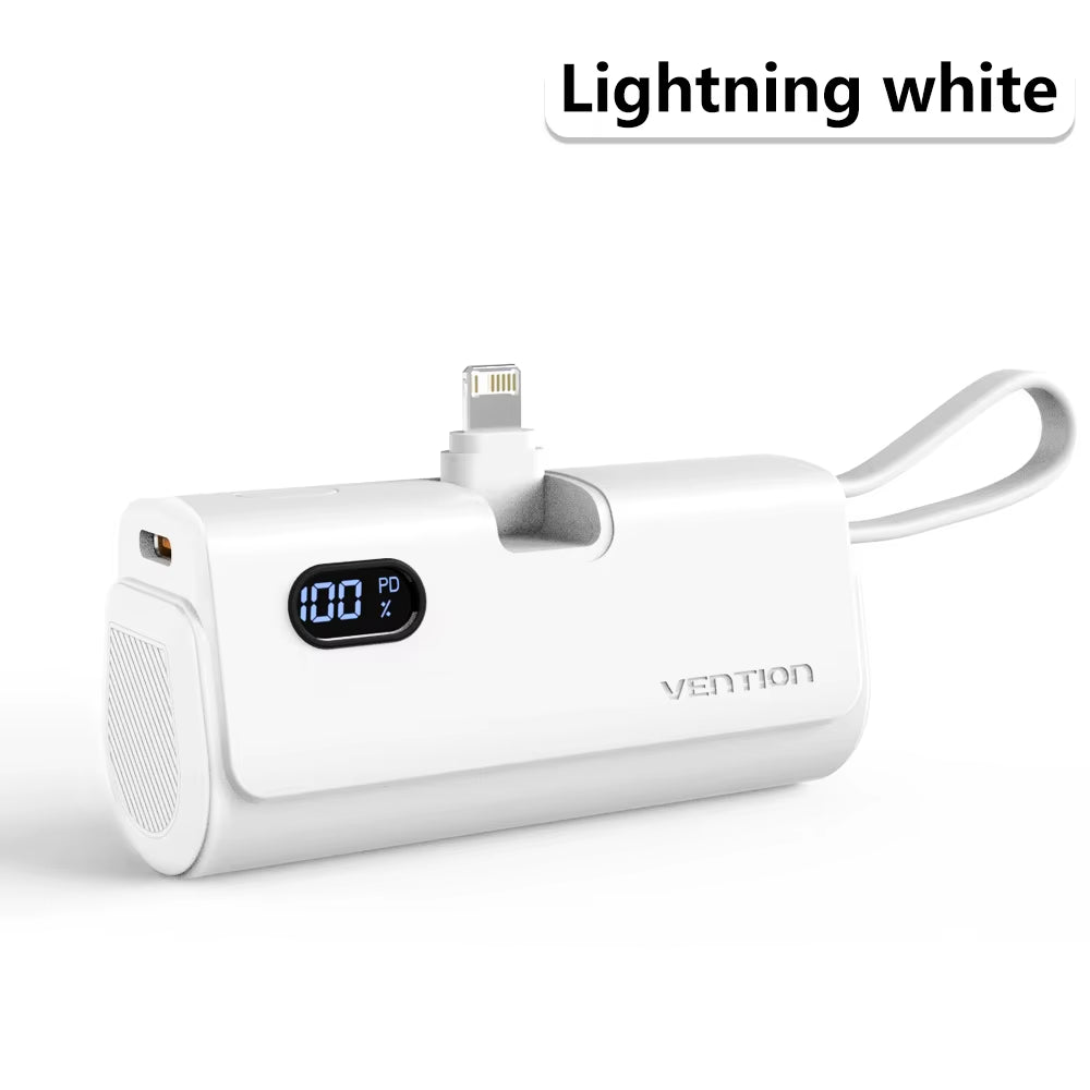 Power Bank 3 in 1 Mini External Auxiliary Battery Portable Powerbank 4800Mah 22.5W Type C PD Charger for Iphone16 Xiaomi