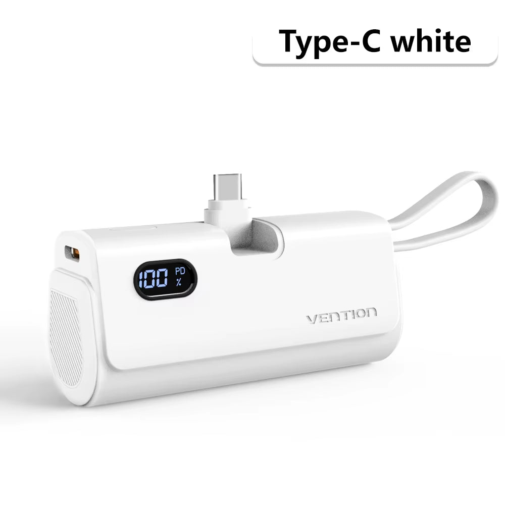 Power Bank 3 in 1 Mini External Auxiliary Battery Portable Powerbank 4800Mah 22.5W Type C PD Charger for Iphone16 Xiaomi