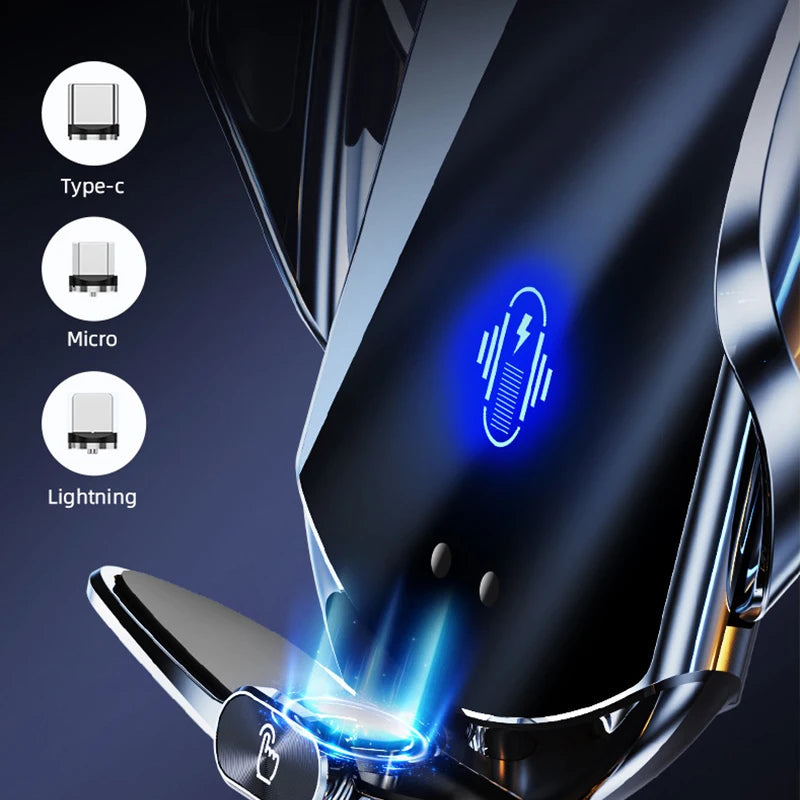 Car Mount Wireless Charging Phone Holder 15W Sensing Open Close Automobile Navigation Stand Accessories Cross Border