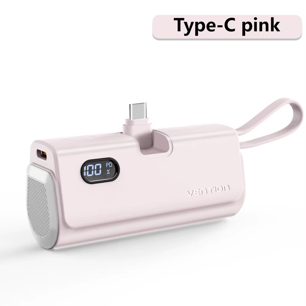 Power Bank 3 in 1 Mini External Auxiliary Battery Portable Powerbank 4800Mah 22.5W Type C PD Charger for Iphone16 Xiaomi