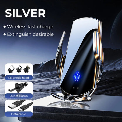 Car Mount Wireless Charging Phone Holder 15W Sensing Open Close Automobile Navigation Stand Accessories Cross Border