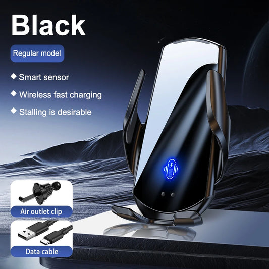 Car Mount Wireless Charging Phone Holder 15W Sensing Open Close Automobile Navigation Stand Accessories Cross Border
