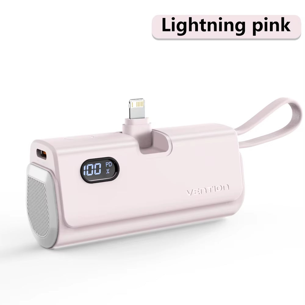 Power Bank 3 in 1 Mini External Auxiliary Battery Portable Powerbank 4800Mah 22.5W Type C PD Charger for Iphone16 Xiaomi